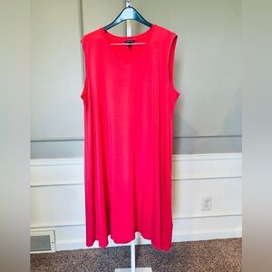 Eileen Fisher NWOT 3X bright pink dress jersey stretch sleeveless casual midi